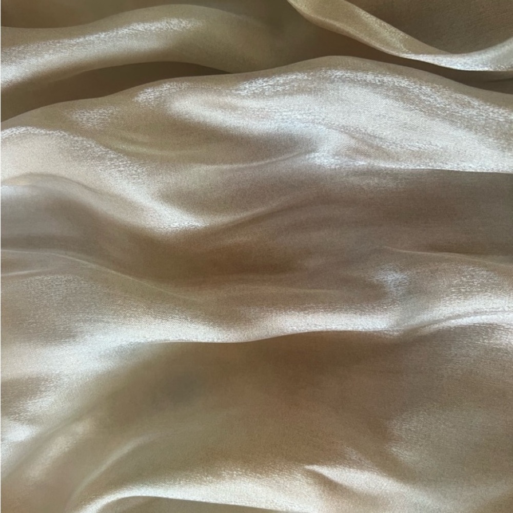Zara ivory pearlescent ombre satin open back draped Cowl neck halter top Sz XL - Picture 4 of 11